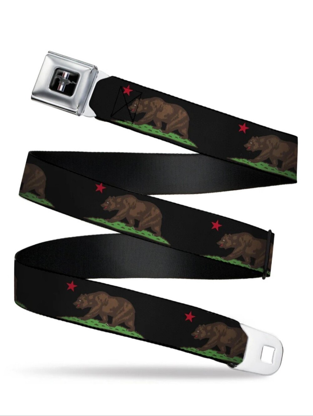 Buckle Down Ford Mustang Seatbelt Belt California Bear Adjustable 28"-46"